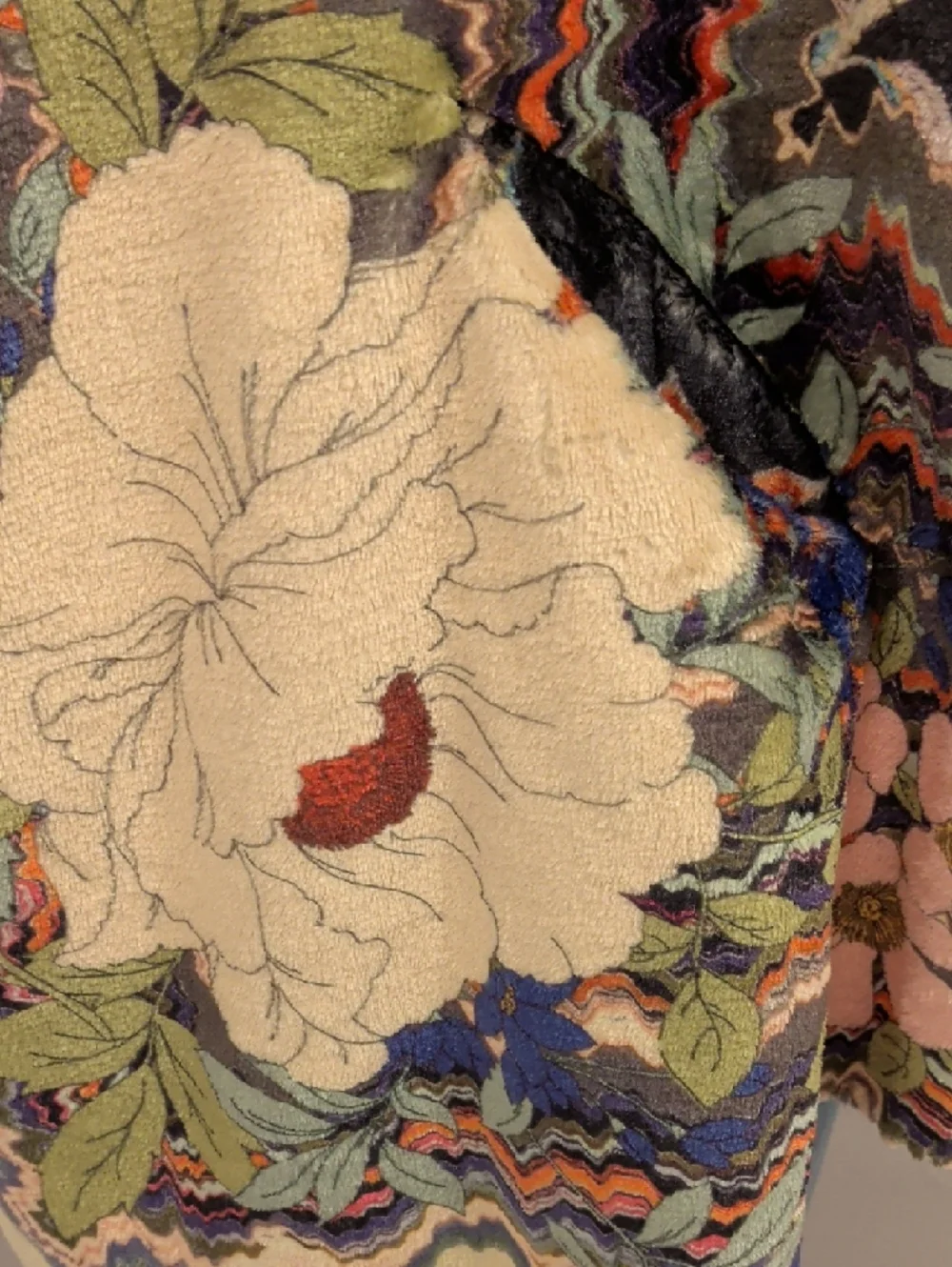 Johnny Was Biya Sherpa Hooded Jacket Soft Fleece Colorful Flowers Oversized Sz L - Picture 6 of 12